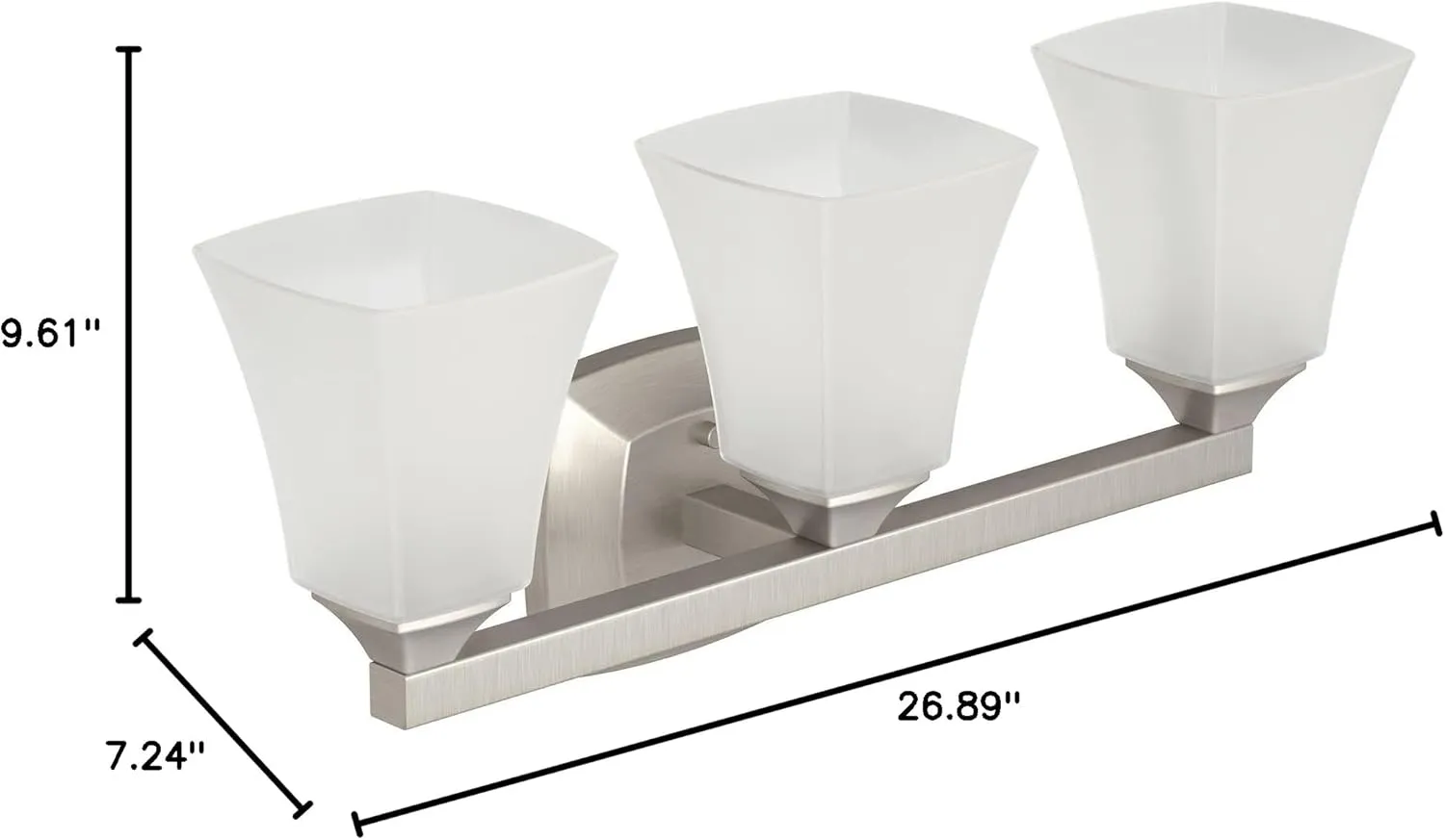 Moen Voss Brushed Nickel 3-Light Dual-Mount Bathroom Vanity Fixture with Frosted Glass, Bath Lighting Above Sink, YB5163BN