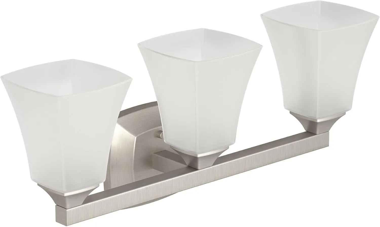 Moen Voss Brushed Nickel 3-Light Dual-Mount Bathroom Vanity Fixture with Frosted Glass, Bath Lighting Above Sink, YB5163BN