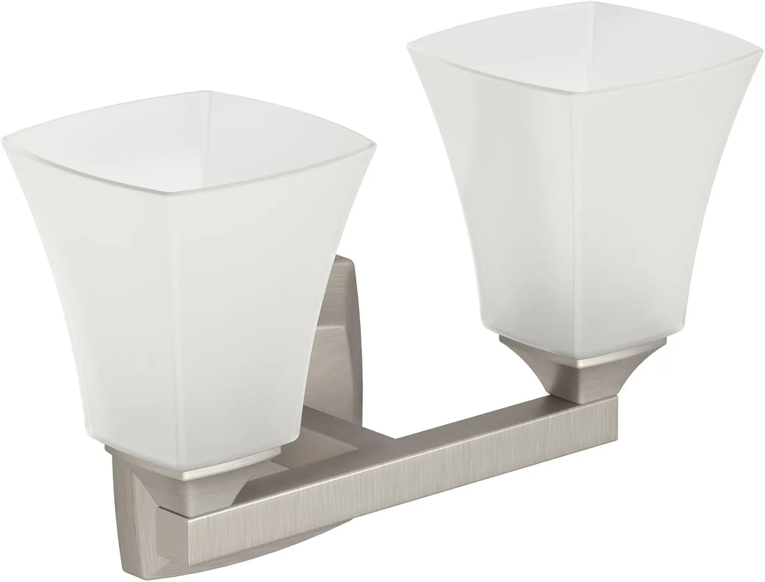 Moen YB5162BN Voss 2-Light Dual-Mount Bath Bathroom Vanity Fixture with Frosted Glass, Brushed Nickel