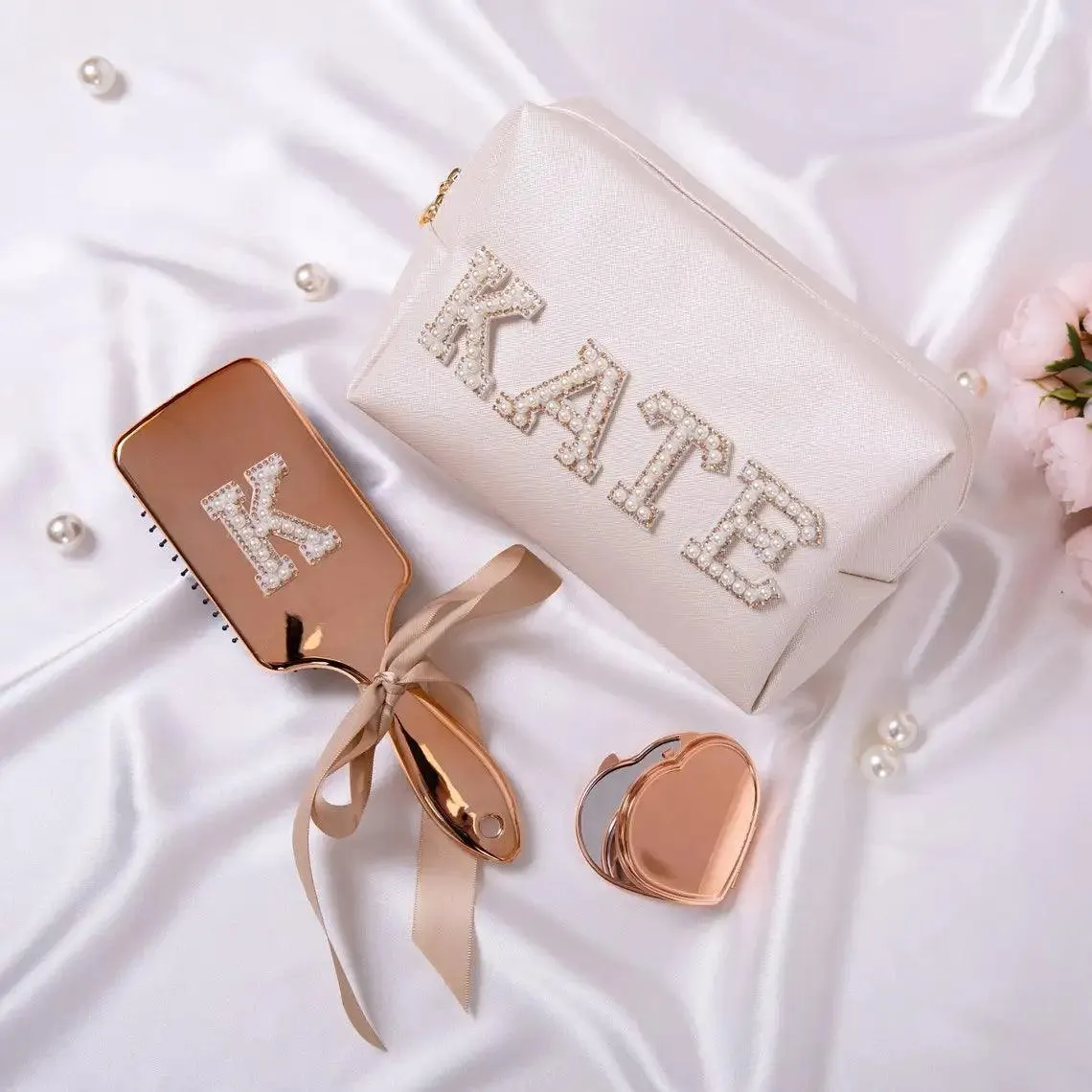 monogram metallic hair brushes