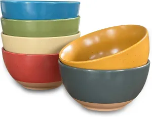 Mora Ceramic Artisan Matte Small Dessert Bowls - 16oz, Set of 6 - Microwave, Oven and Dishwasher Safe, For Rice, Ice Cream, Soup, Snacks, Cereal, Chili, Side Dishes etc - Microwavable Kitchen Bowl