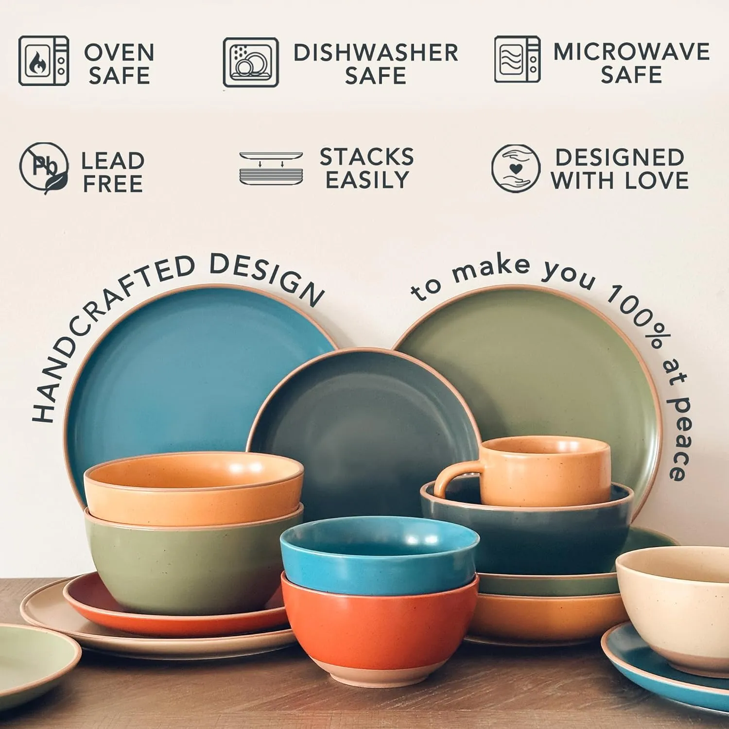 Mora Ceramic Artisan Matte Small Dessert Bowls - 16oz, Set of 6 - Microwave, Oven and Dishwasher Safe, For Rice, Ice Cream, Soup, Snacks, Cereal, Chili, Side Dishes etc - Microwavable Kitchen Bowl