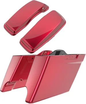 Moto Onfire Harley Saddlebags Velocity Red Sunglo Stretched Saddlebags 4 1/2 INCH Extended Bags Fit for Harley Touring Road Glide Street Glide Road King Electra Glide 2014 2015 2016 2017 2018