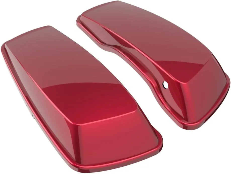Moto Onfire Harley Saddlebags Velocity Red Sunglo Stretched Saddlebags 4 1/2 INCH Extended Bags Fit for Harley Touring Road Glide Street Glide Road King Electra Glide 2014 2015 2016 2017 2018