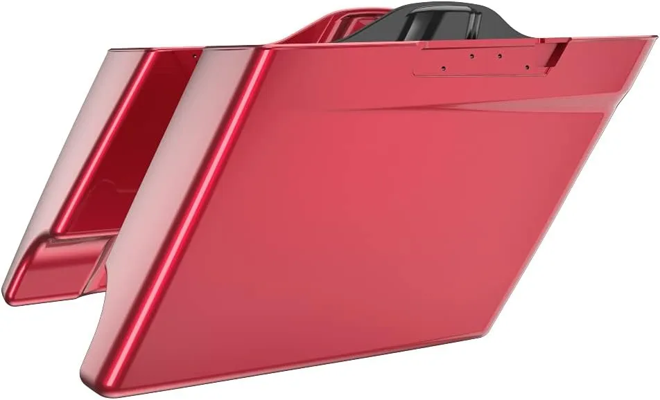 Moto Onfire Harley Saddlebags Velocity Red Sunglo Stretched Saddlebags 4 1/2 INCH Extended Bags Fit for Harley Touring Road Glide Street Glide Road King Electra Glide 2014 2015 2016 2017 2018