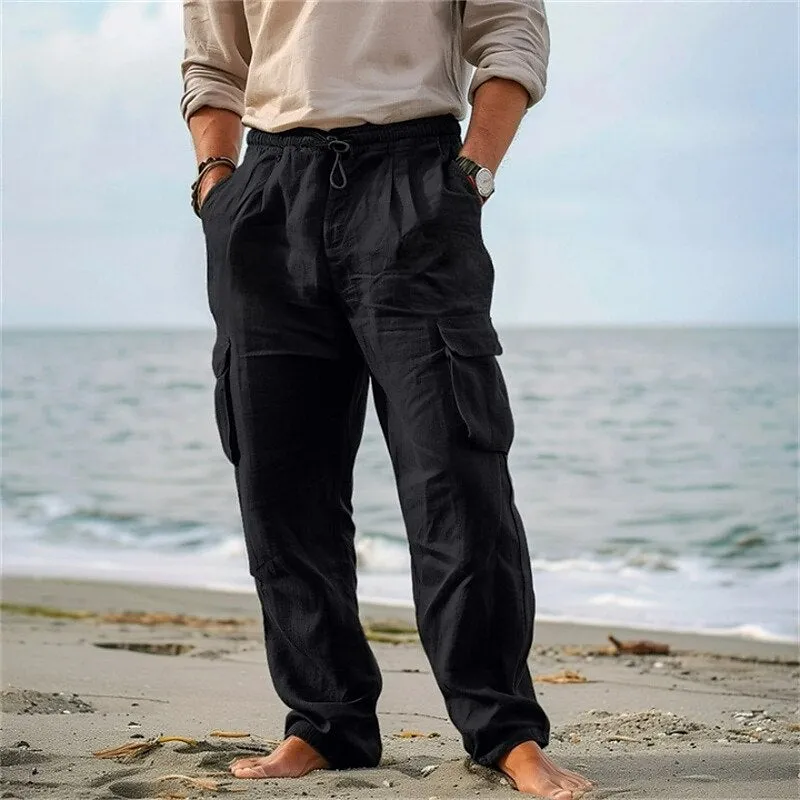 Multi-Pocket Cargo Drawstring Pants