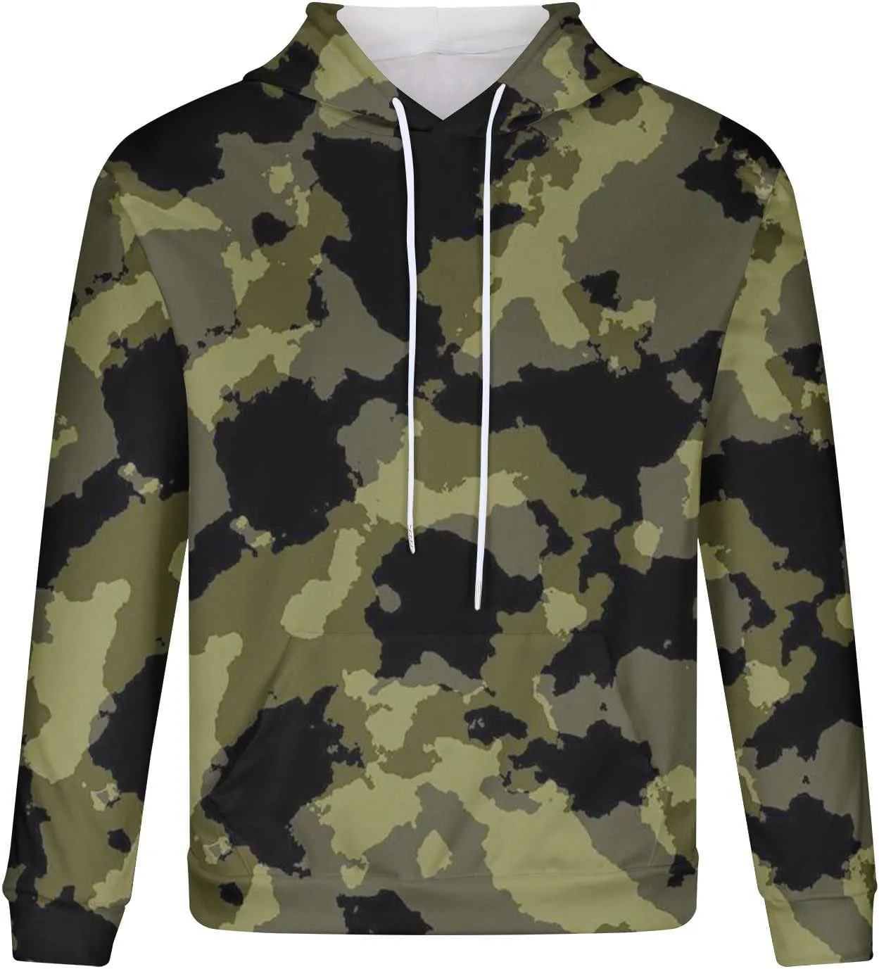 Muscularfit Camo Sweatshirt Hoodie for Men 2023 Fall Fashion Drawstring Casual Loose Long Sleeve Pullover Camouflage Shirts