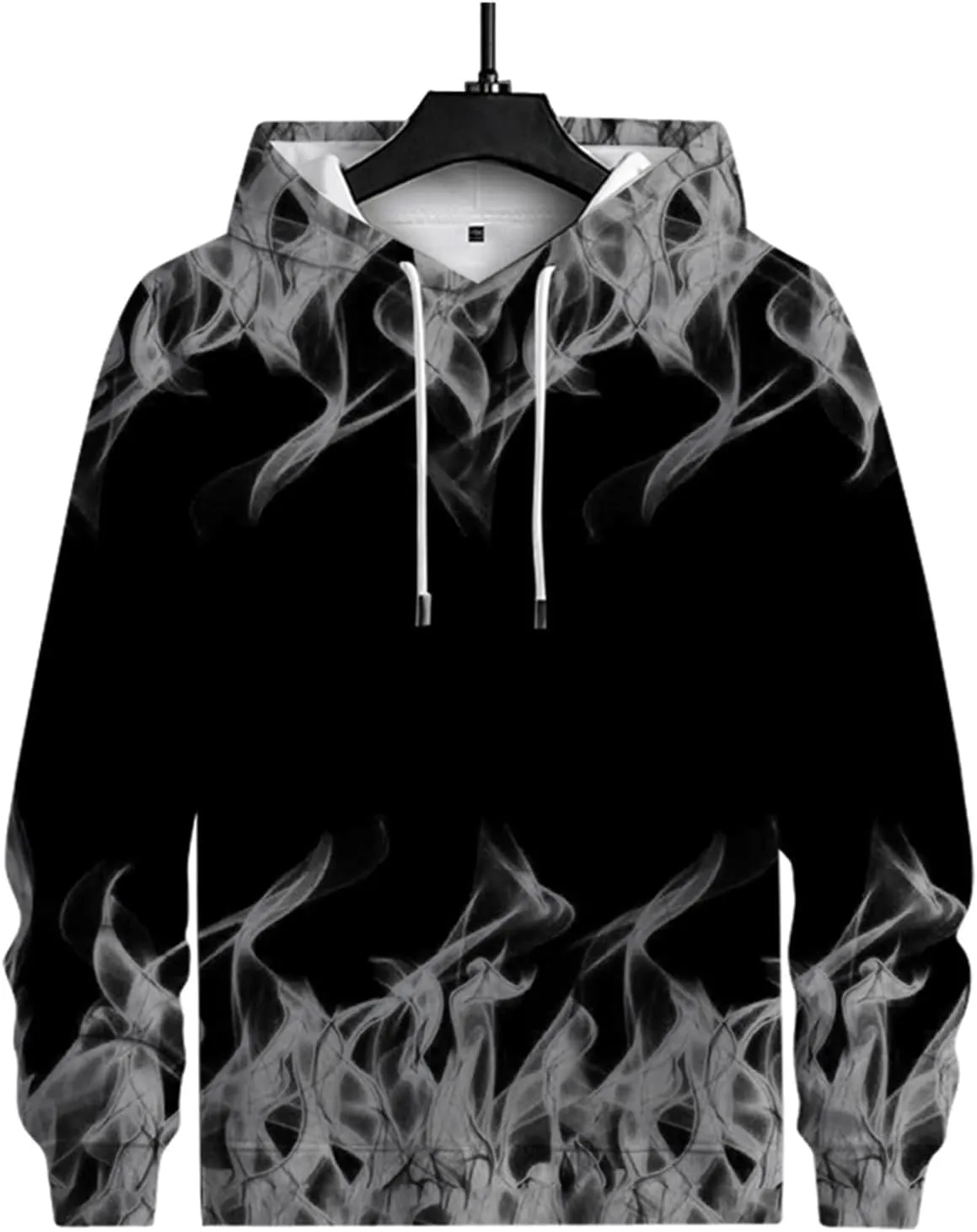 Muscularfit Graphic Hoodies for Men Cool Designs Drawstring Long Sleeve 3D Flame Print Hooded Sweatshirts Loose Fit Pullover