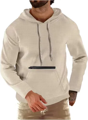 Muscularfit Hooded Sweatshirt Men Casual Loose Drawstring Gym Hooded Shirt Long Sleeve Solid Lightweight Pullover Shirts 2024