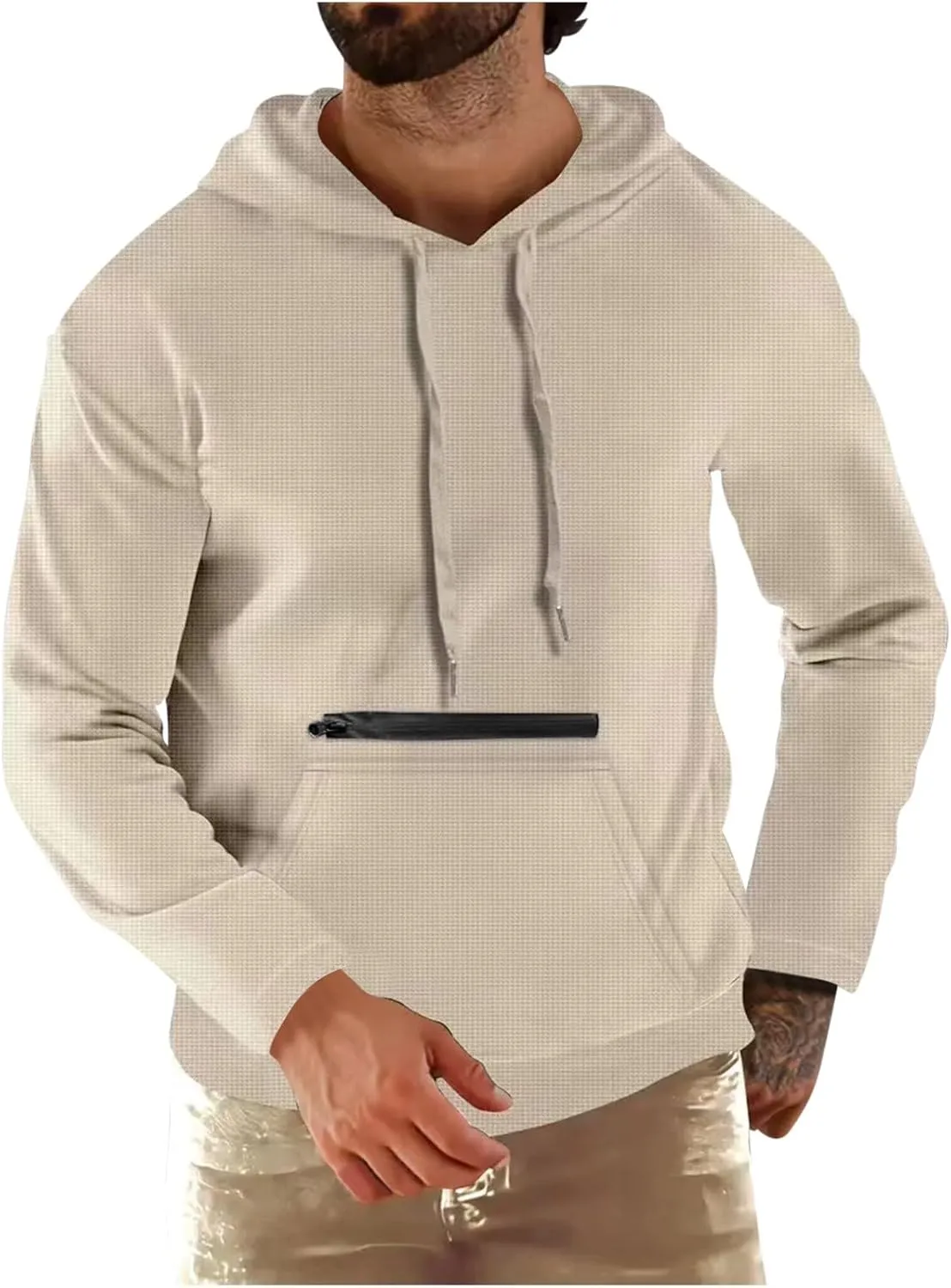 Muscularfit Hooded Sweatshirt Men Casual Loose Drawstring Gym Hooded Shirt Long Sleeve Solid Lightweight Pullover Shirts 2024