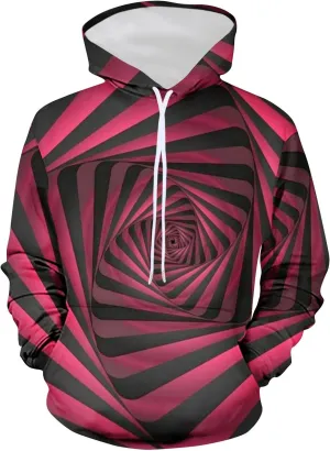 Muscularfit Long Sleeve T-Shirt Sweatshirts for Men Drawstring 3D Dizziness Print Graphic Pullover Casual Lightweight Hoodies