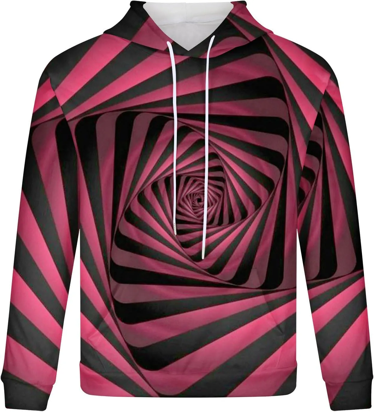 Muscularfit Long Sleeve T-Shirt Sweatshirts for Men Drawstring 3D Dizziness Print Graphic Pullover Casual Lightweight Hoodies