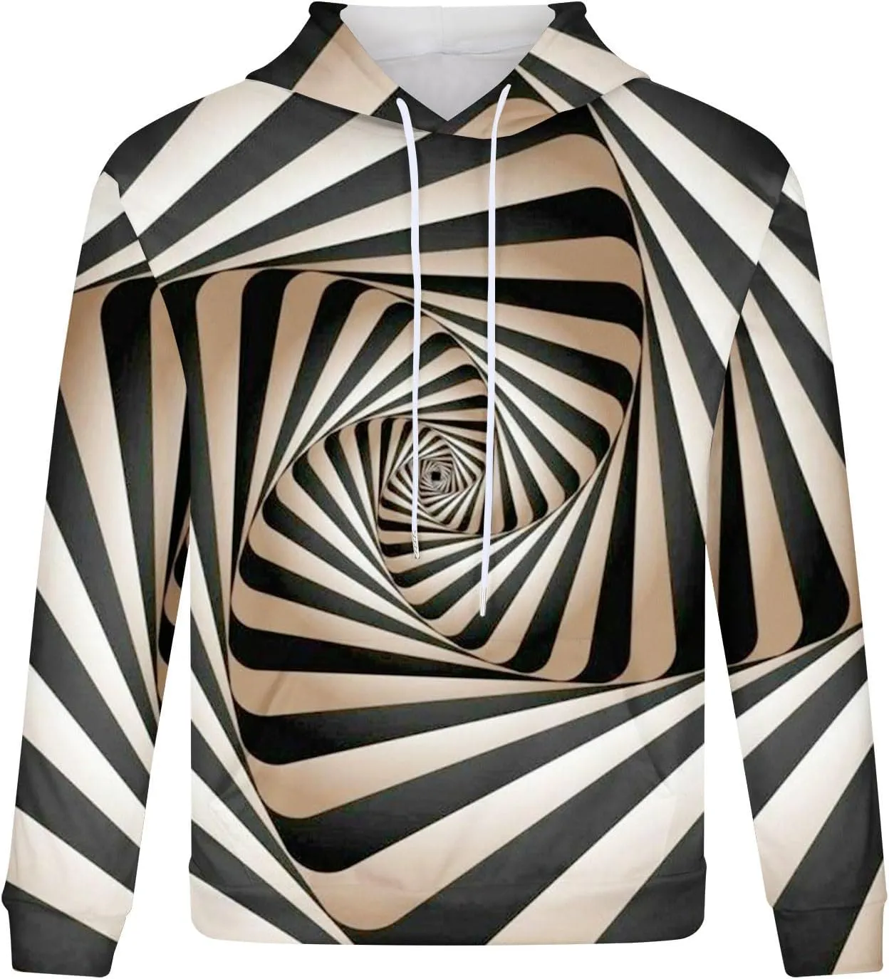 Muscularfit Long Sleeve T-Shirt Sweatshirts for Men Drawstring 3D Dizziness Print Graphic Pullover Casual Lightweight Hoodies