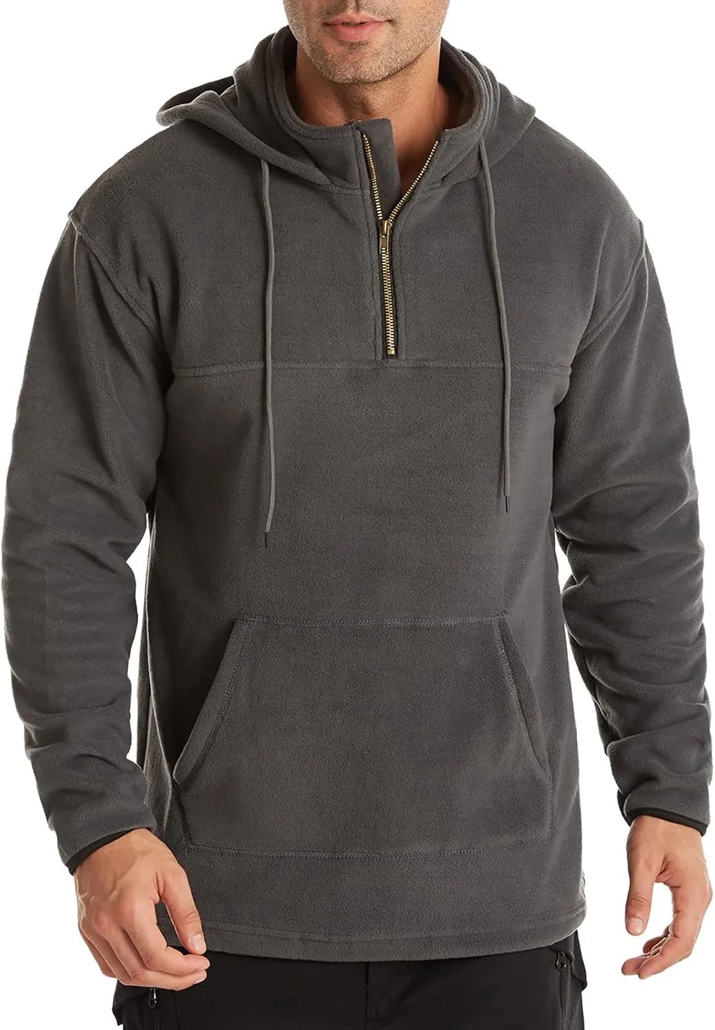Muscularfit Sweatshirts for Men Hoodie Casual Stylish Quarter Zip Pullover Crewneck Hooded Drawstring Solid Long Sleeve Shirt