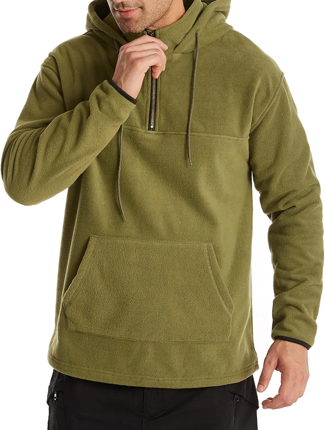 Muscularfit Sweatshirts for Men Hoodie Casual Stylish Quarter Zip Pullover Crewneck Hooded Drawstring Solid Long Sleeve Shirt