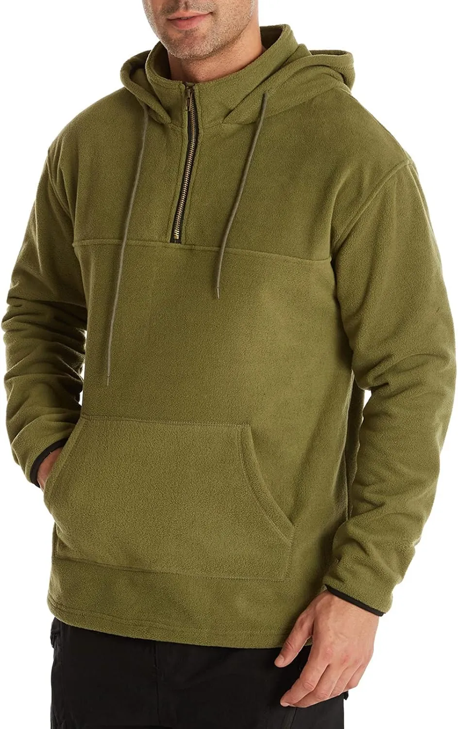Muscularfit Sweatshirts for Men Hoodie Casual Stylish Quarter Zip Pullover Crewneck Hooded Drawstring Solid Long Sleeve Shirt