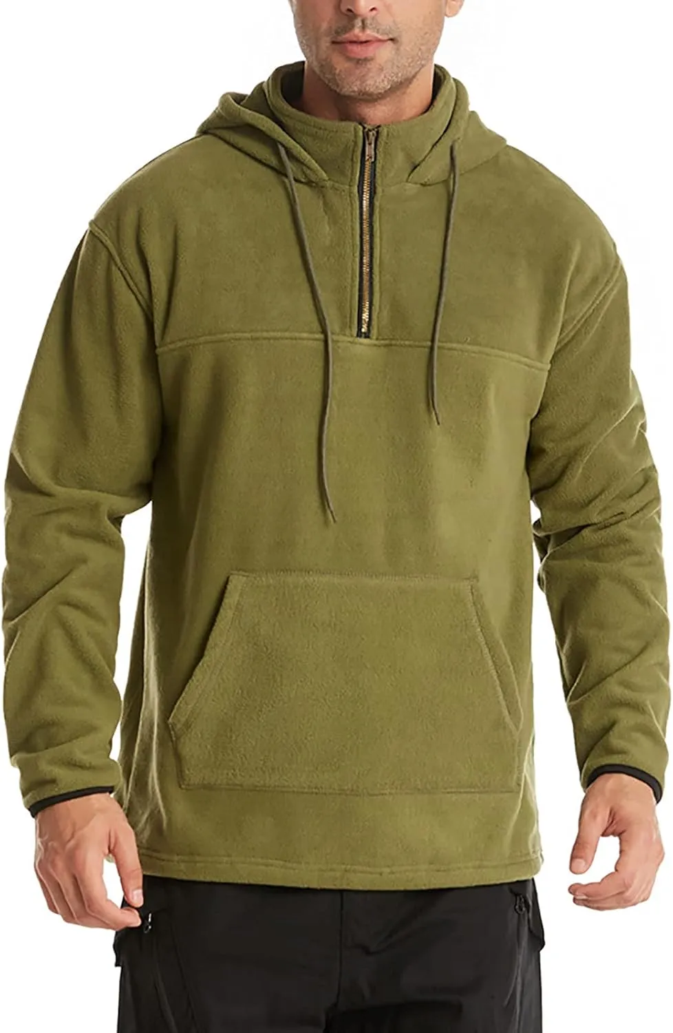 Muscularfit Sweatshirts for Men Hoodie Casual Stylish Quarter Zip Pullover Crewneck Hooded Drawstring Solid Long Sleeve Shirt
