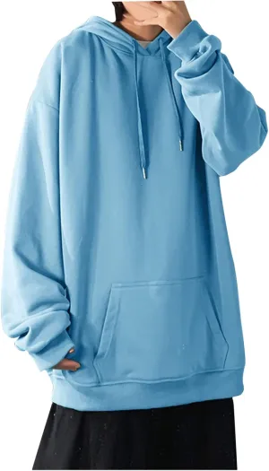 Muscularfit Sweatshirts for Men Loose Fit Drawstring Long Sleeve Solid Pullover Hoodies Causal Lightweight Hooded Sweatshirts