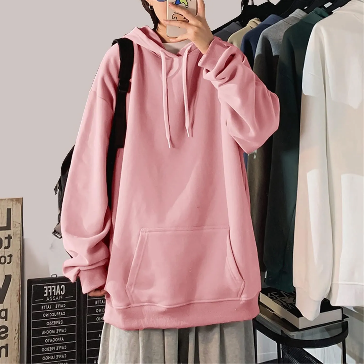 Muscularfit Sweatshirts for Men Loose Fit Drawstring Long Sleeve Solid Pullover Hoodies Causal Lightweight Hooded Sweatshirts