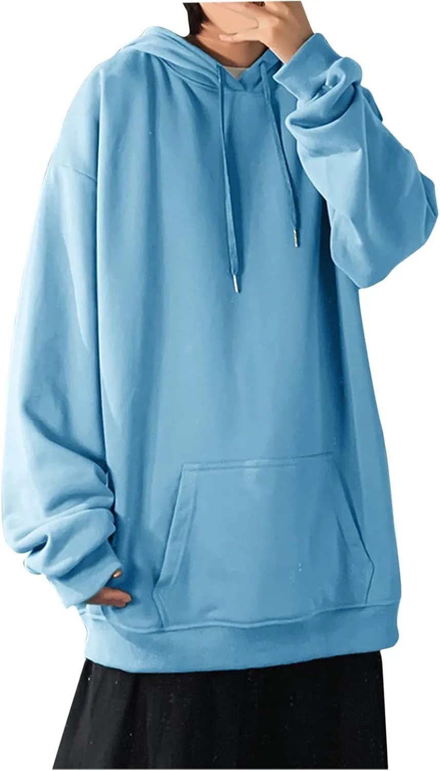 Muscularfit Sweatshirts for Men Loose Fit Drawstring Long Sleeve Solid Pullover Hoodies Causal Lightweight Hooded Sweatshirts