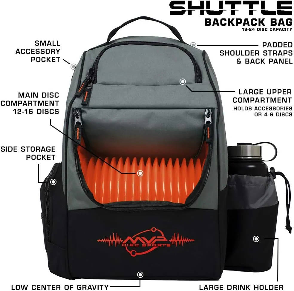 MVP Disc Sports Shuttle Disc Golf Backpack Bag (Choose Your Style and Color)