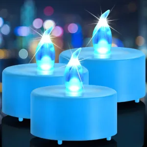 Nancia Tea Lights, 100PACK Blue Flameless LED Tea Lights Candles, Flickering Warm Yellow, 200 Hours Battery-Powered Tea Light, Ideal Party, Wedding, Birthday, Gifts Home Decoration
