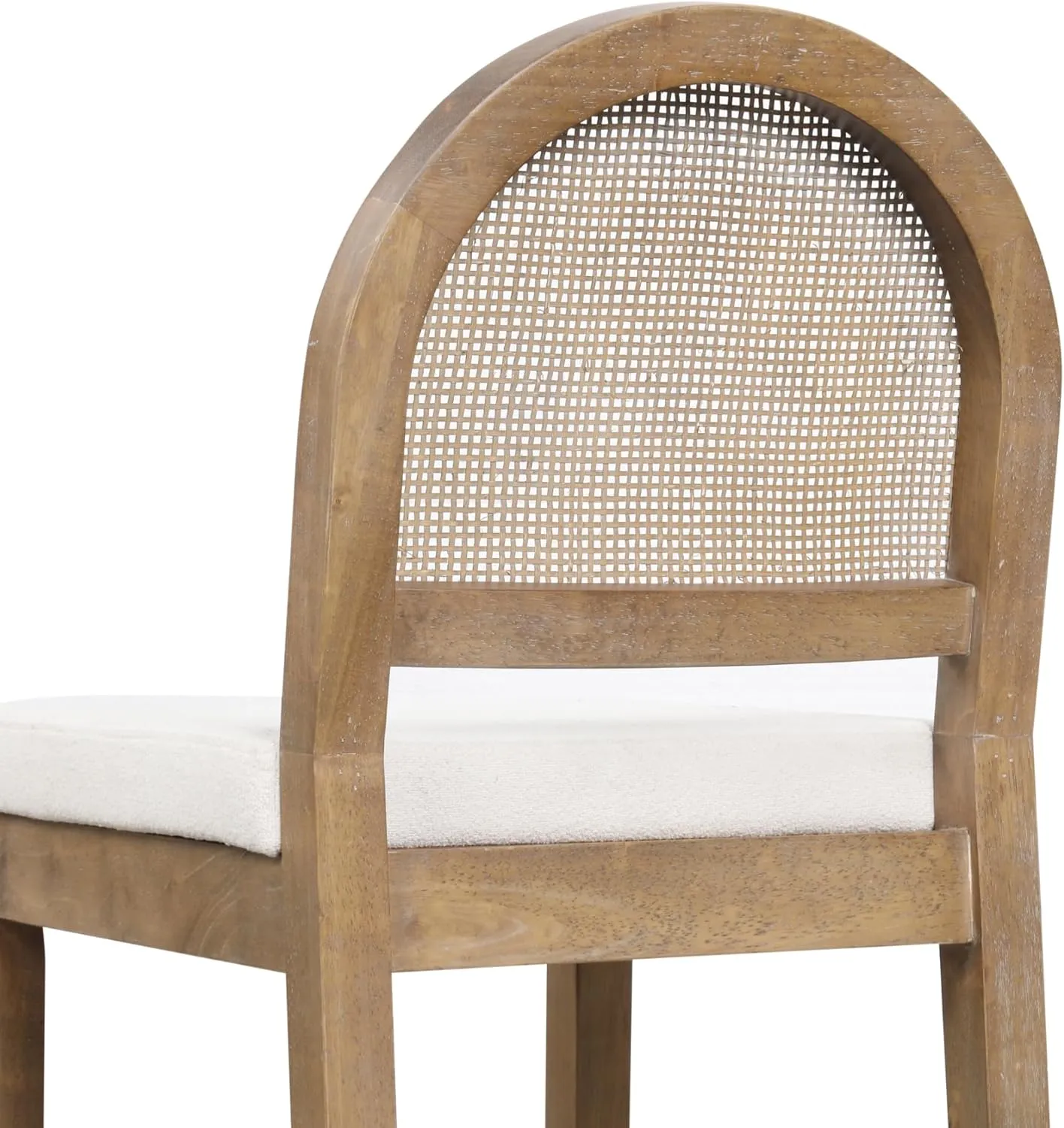 Nathan James Bailey Boucle Upholstered Rattan Bar Stool, Counter Height Stool with Natural Rattan Woven Back For Kitchen Island, Light Brown