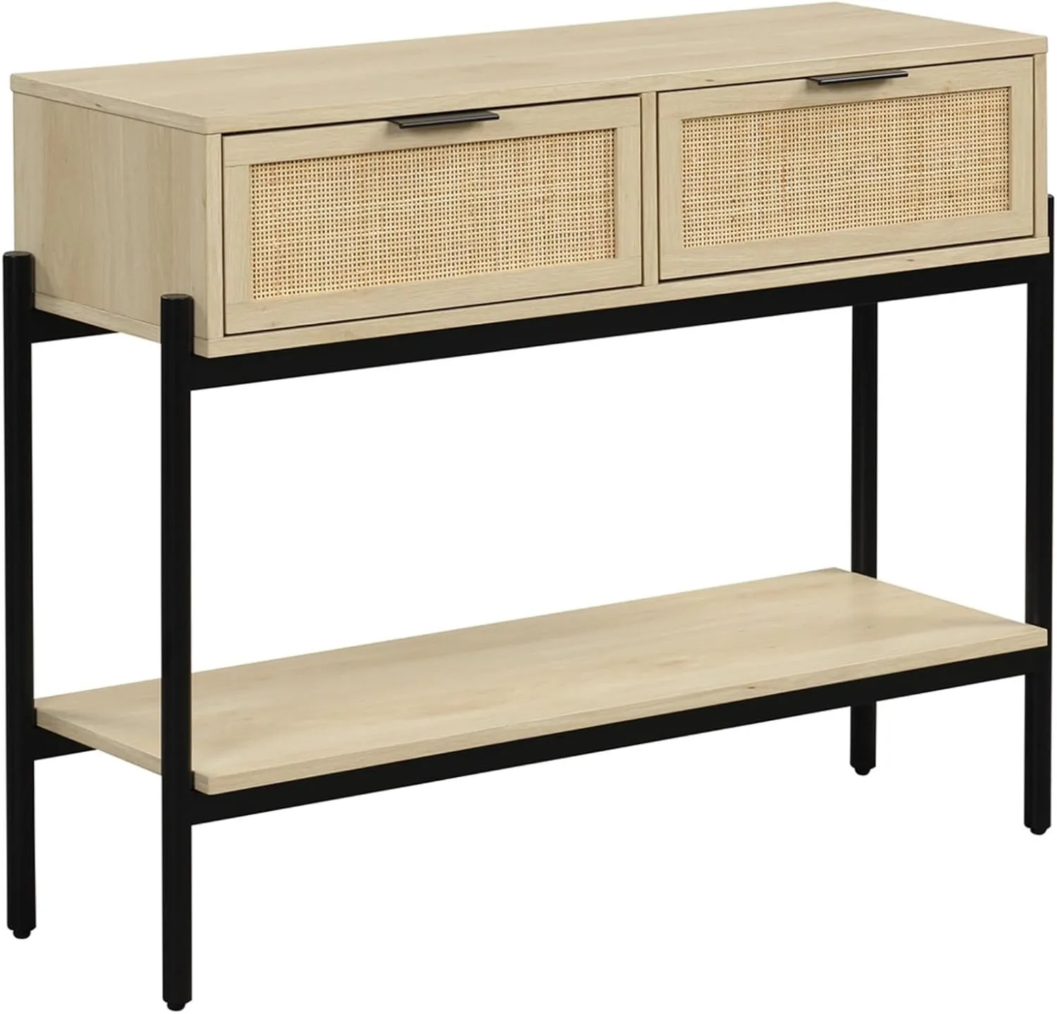 Nathan James Virgo Wood Accent Storage Console Sofa Table, for Entryway, Hallway or Living Room, Light Oak/Black