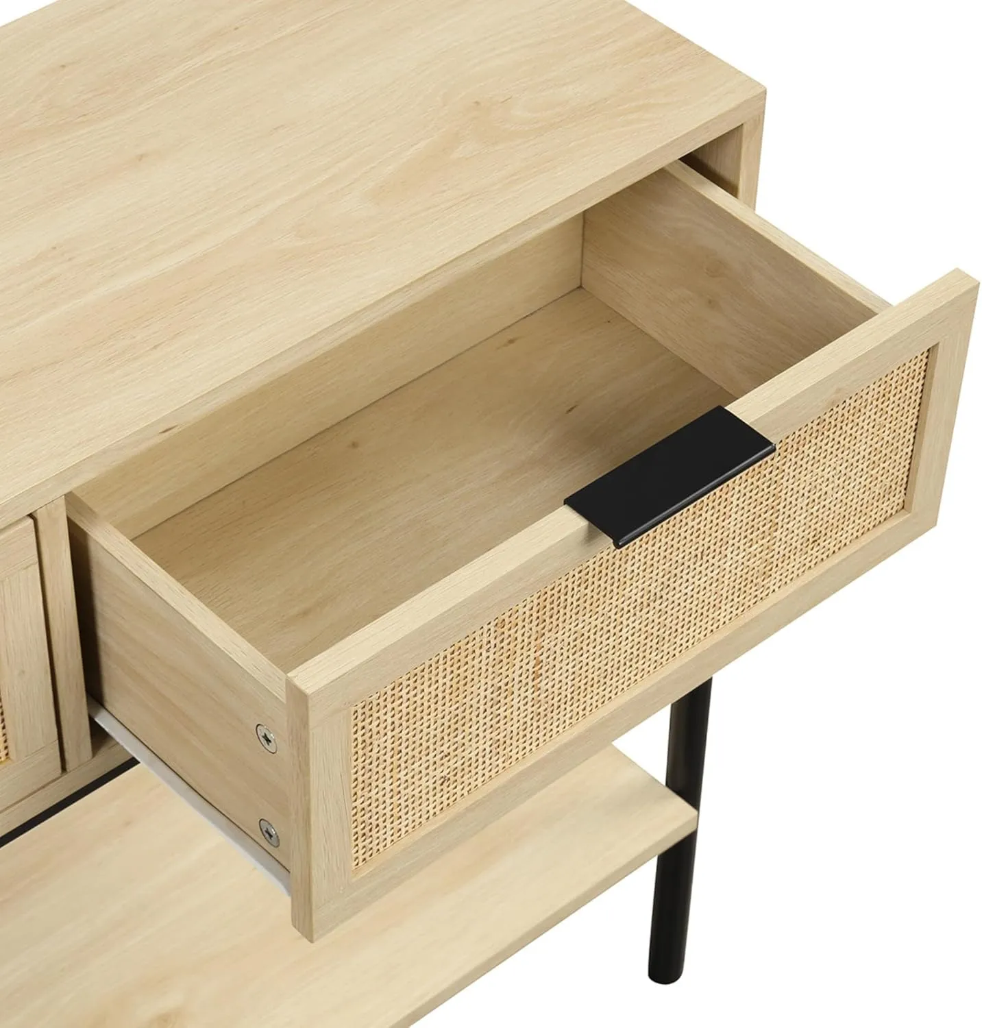 Nathan James Virgo Wood Accent Storage Console Sofa Table, for Entryway, Hallway or Living Room, Light Oak/Black