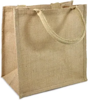 Natural Burlap Tote Bags Reusable Jute Bags with Full Gusset (Pack of 6) (Medium, Natural)