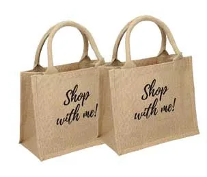 Natural Jute Cloth Handbag With Shop With Me (Set of 2)