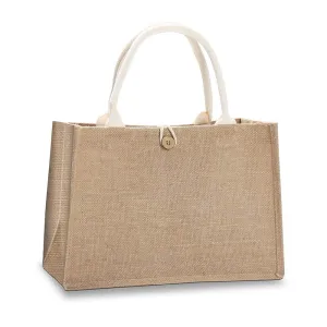 Natural Jute Tote Bags with Buttons 370x260x170mm