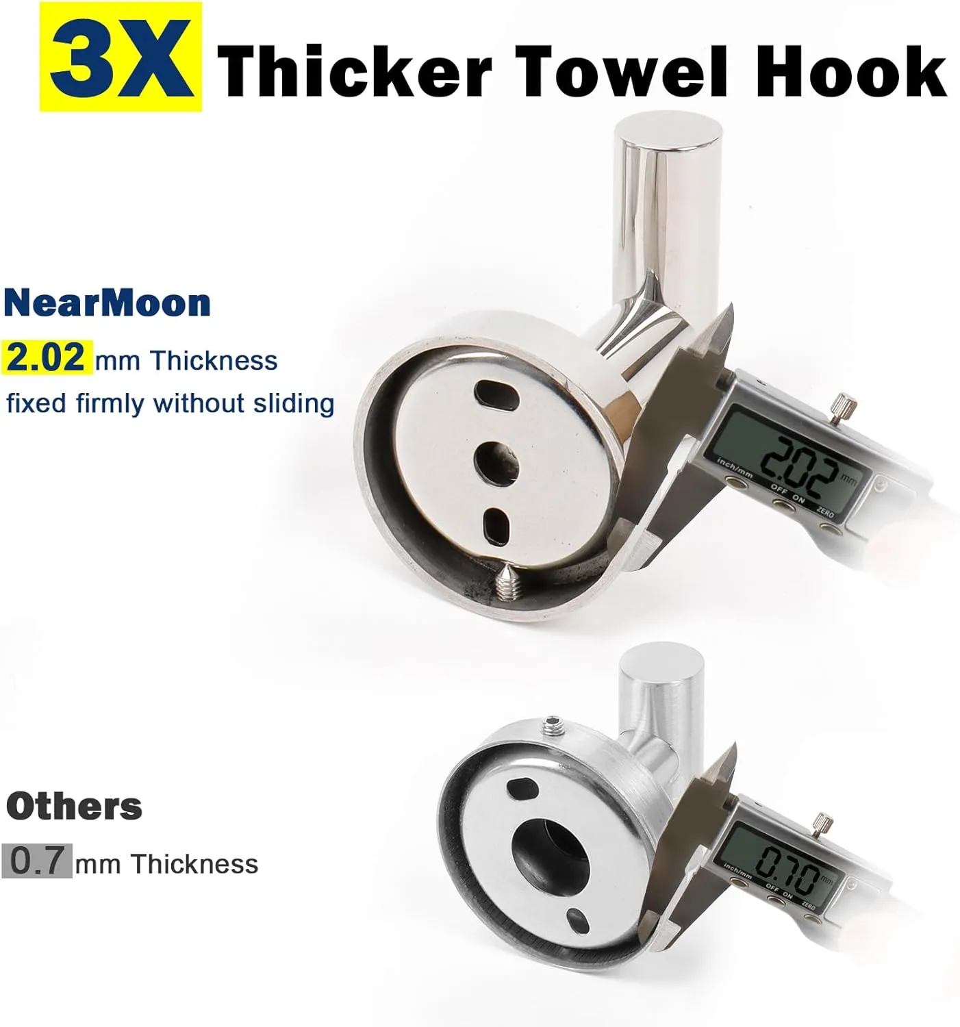 NearMoon Bath Towel Hooks- SUS 304 Stainless Steel Robe Hook Holder, Heavy Duty Coat Hook for Bathroom Livingroom Hotel Kitchen Garage, Wall Mounted (Chrome Finish, 4 Pack)