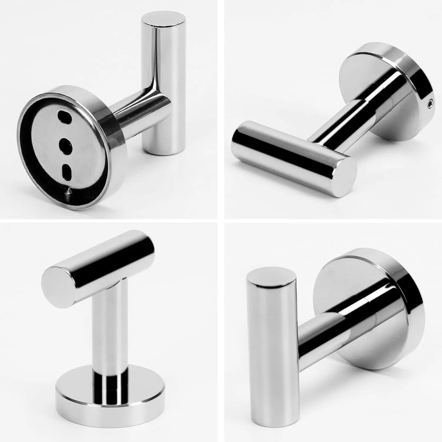 NearMoon Bath Towel Hooks- SUS 304 Stainless Steel Robe Hook Holder, Heavy Duty Coat Hook for Bathroom Livingroom Hotel Kitchen Garage, Wall Mounted (Chrome Finish, 4 Pack)