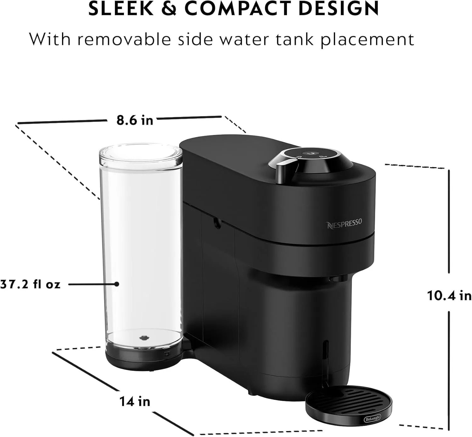 Nespresso Limited-Edition Vertuo Pop  Coffee and Espresso Maker by De'Longhi, Black Matte with Dark Chrome