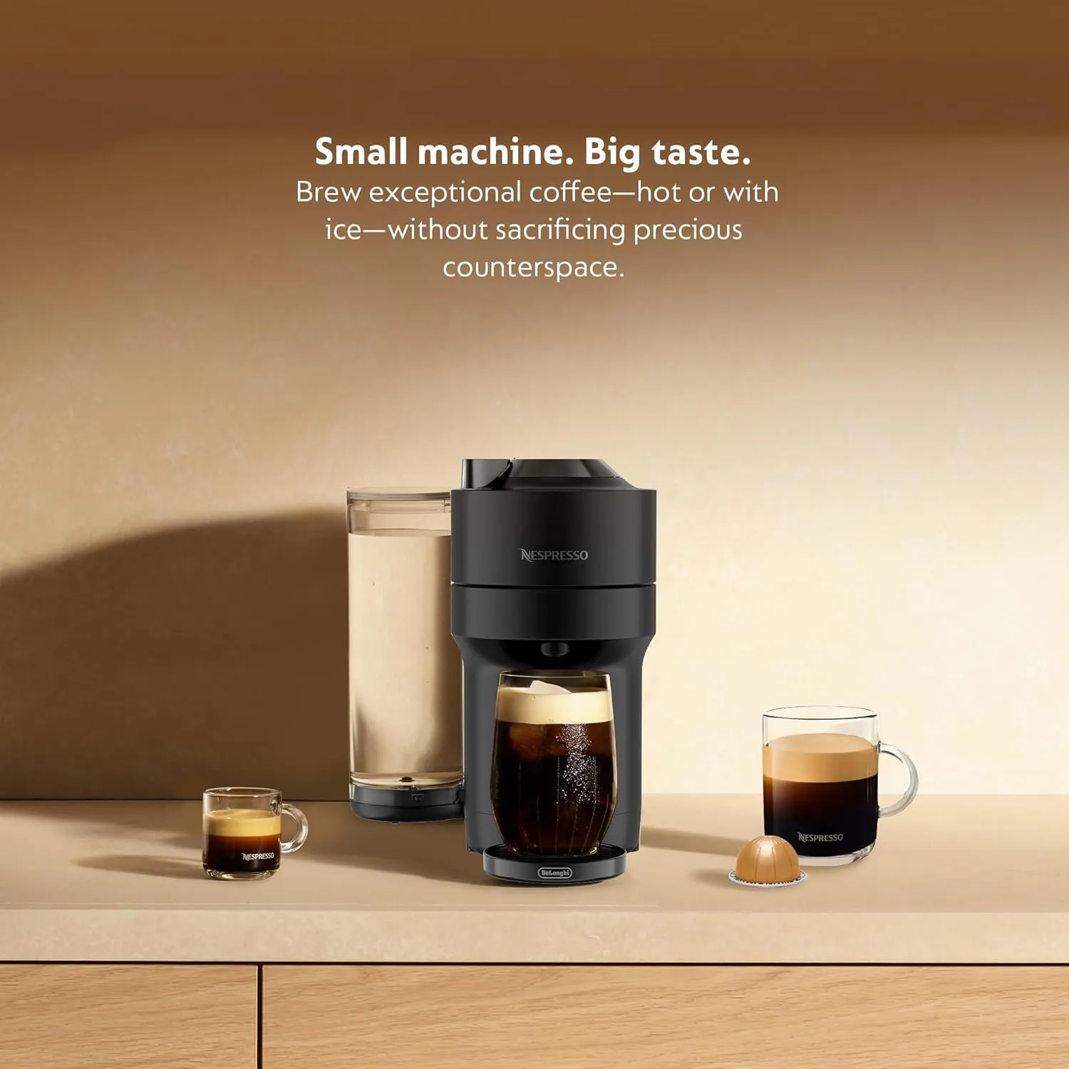 Nespresso Limited-Edition Vertuo Pop  Coffee and Espresso Maker by De'Longhi, Black Matte with Dark Chrome