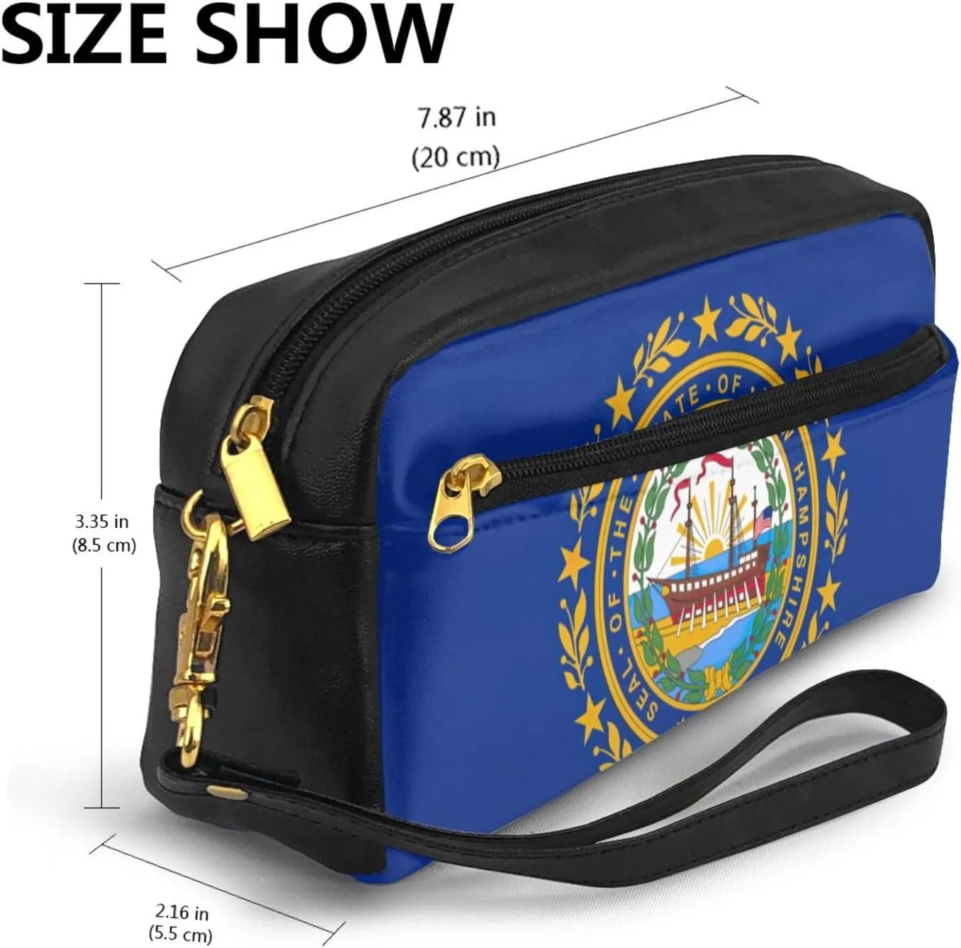 New Hampshire State Flag Makeup Bag Travel Cosmetic Bag,Make Up Bags For Women Makeup Organizer Case,Travel Essentials