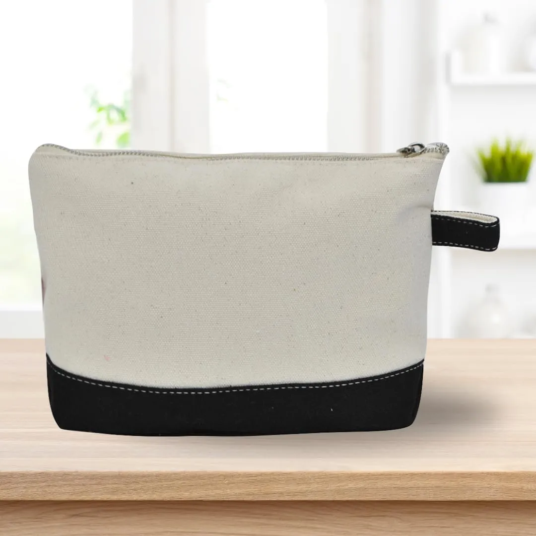 NGIL Jute/Canvas Large Travel DYI Cosmetic Bag Pouch for Women Multipurpose Travel Toiletry Pouch, Personalized Makeup Bag, Best Friend Gift, Bridesmaid Gift Ideas (Jute-Black)