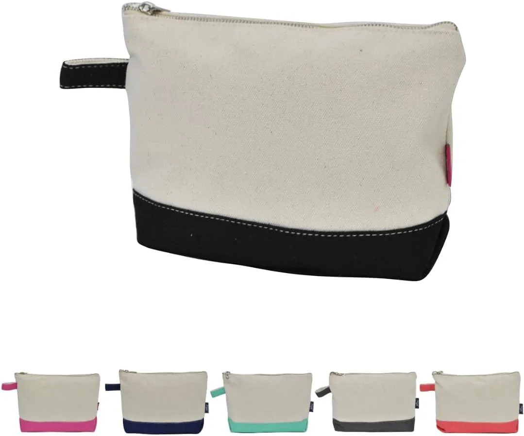 NGIL Jute/Canvas Large Travel DYI Cosmetic Bag Pouch for Women Multipurpose Travel Toiletry Pouch, Personalized Makeup Bag, Best Friend Gift, Bridesmaid Gift Ideas (Jute-Black)