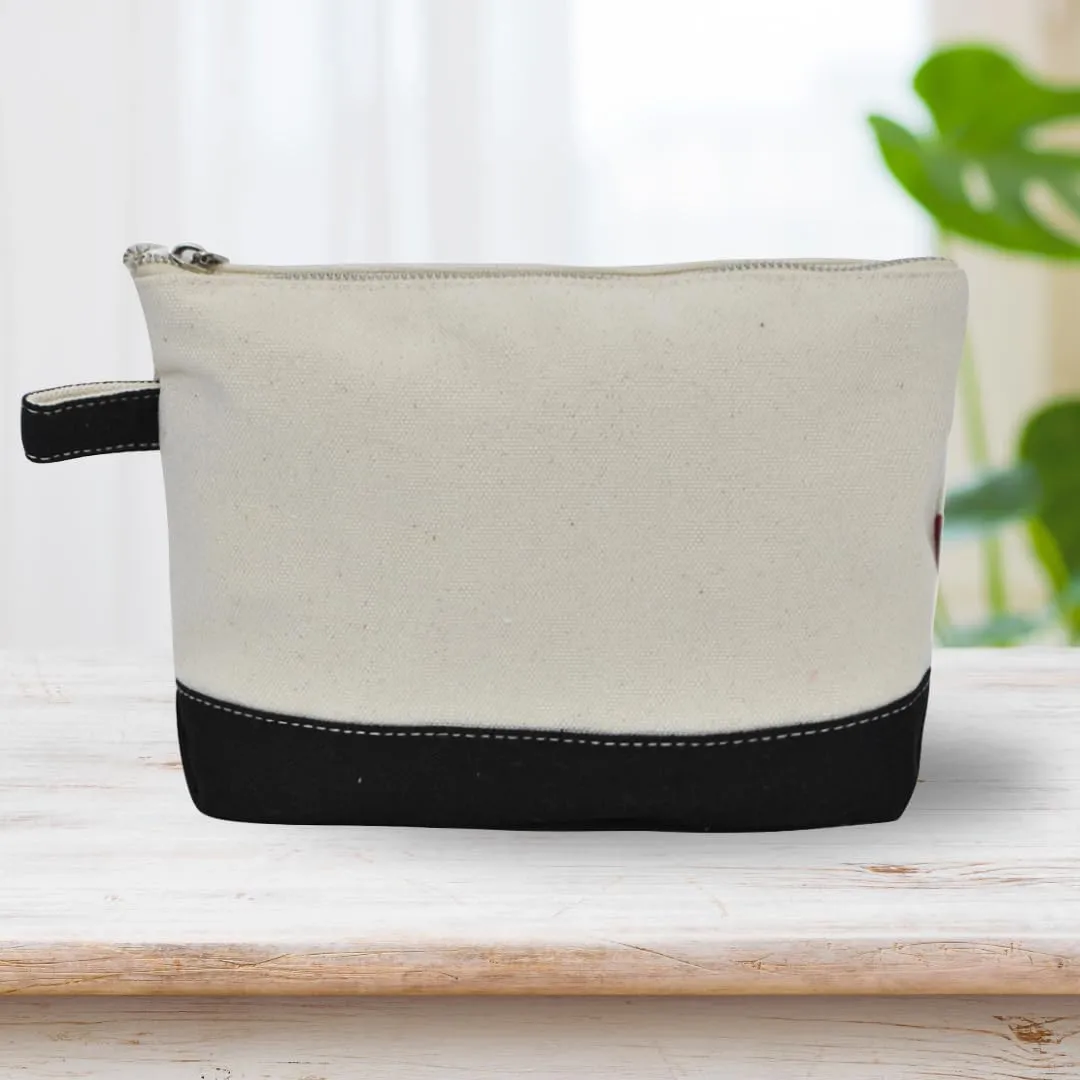 NGIL Jute/Canvas Large Travel DYI Cosmetic Bag Pouch for Women Multipurpose Travel Toiletry Pouch, Personalized Makeup Bag, Best Friend Gift, Bridesmaid Gift Ideas (Jute-Black)