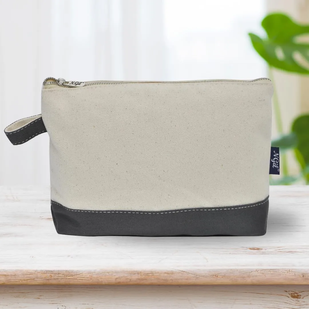 NGIL Jute/Canvas Large Travel DYI Cosmetic Bag Pouch for Women Multipurpose Travel Toiletry Pouch, Personalized Makeup Bag, Best Friend Gift, Bridesmaid Gift Ideas (Jute-Gray)
