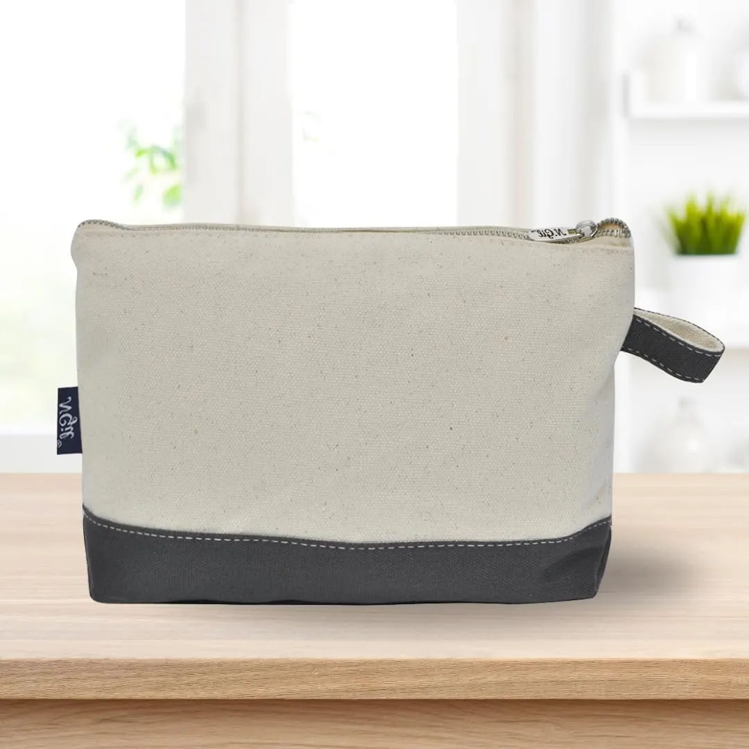 NGIL Jute/Canvas Large Travel DYI Cosmetic Bag Pouch for Women Multipurpose Travel Toiletry Pouch, Personalized Makeup Bag, Best Friend Gift, Bridesmaid Gift Ideas (Jute-Gray)