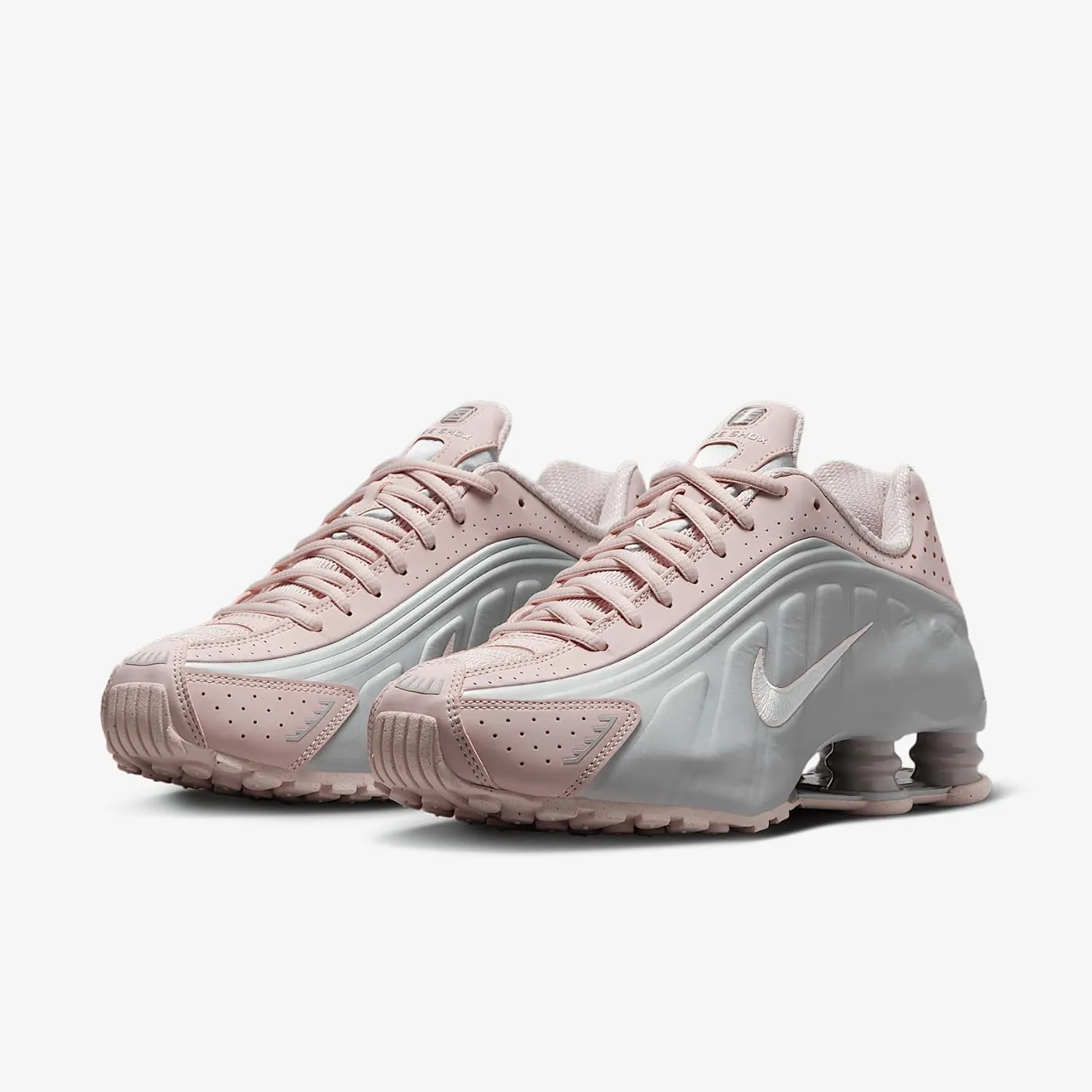 Nike Shox R4 Shoes (AR3565-600, Barely Rose/Metallic Platinum)