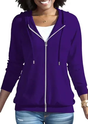 Nimsruc Zip Up Hoodies For Women Long Sleeve Casual