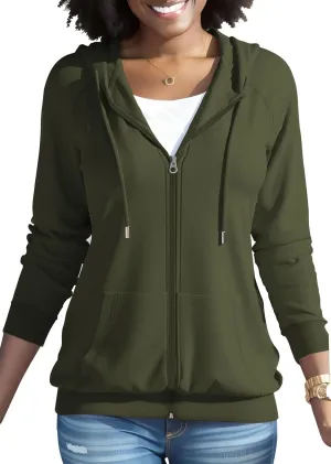 Nimsruc Zip Up Hoodies For Women Long Sleeve Casual