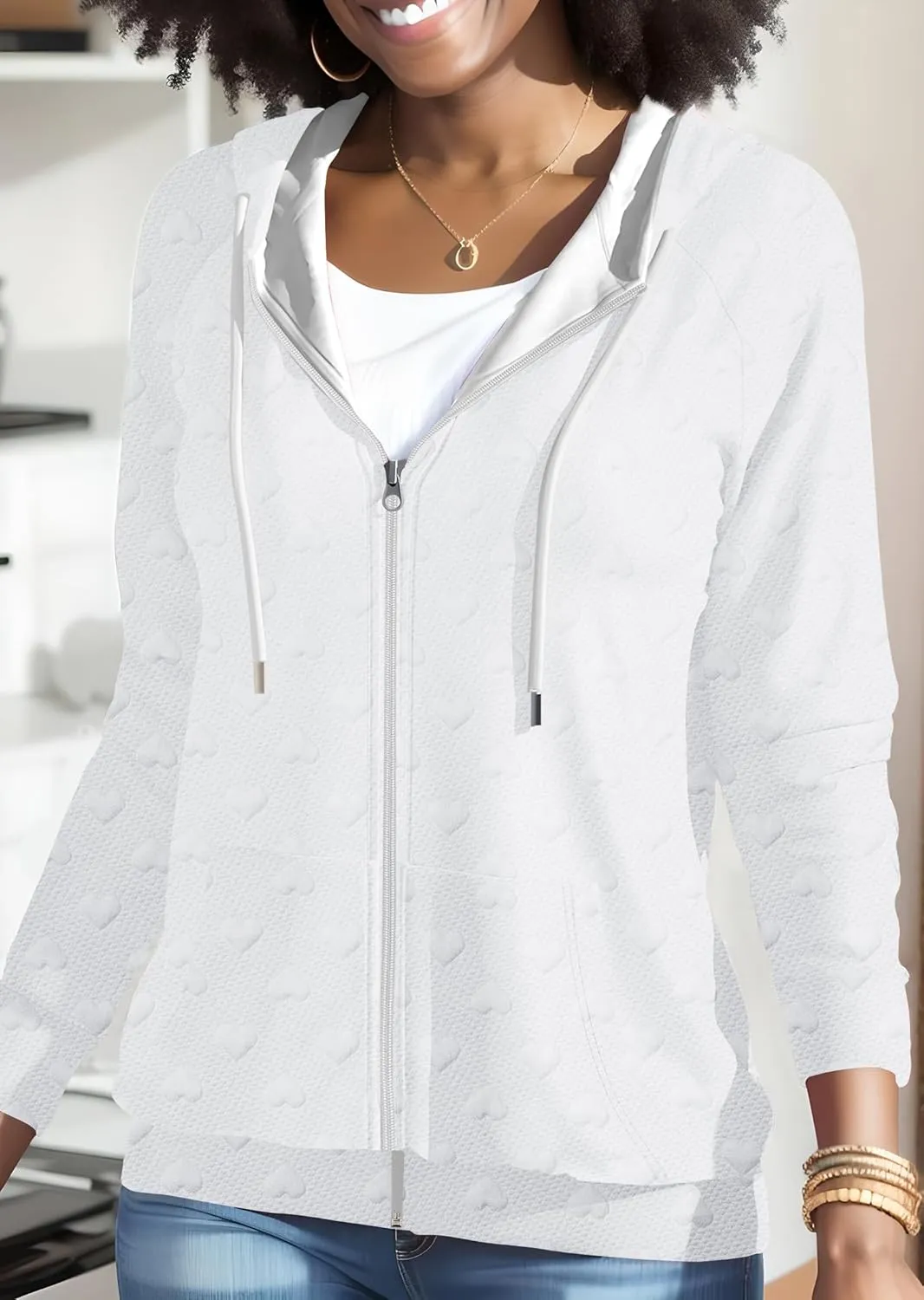 Nimsruc Zip Up Hoodies For Women Long Sleeve Casual