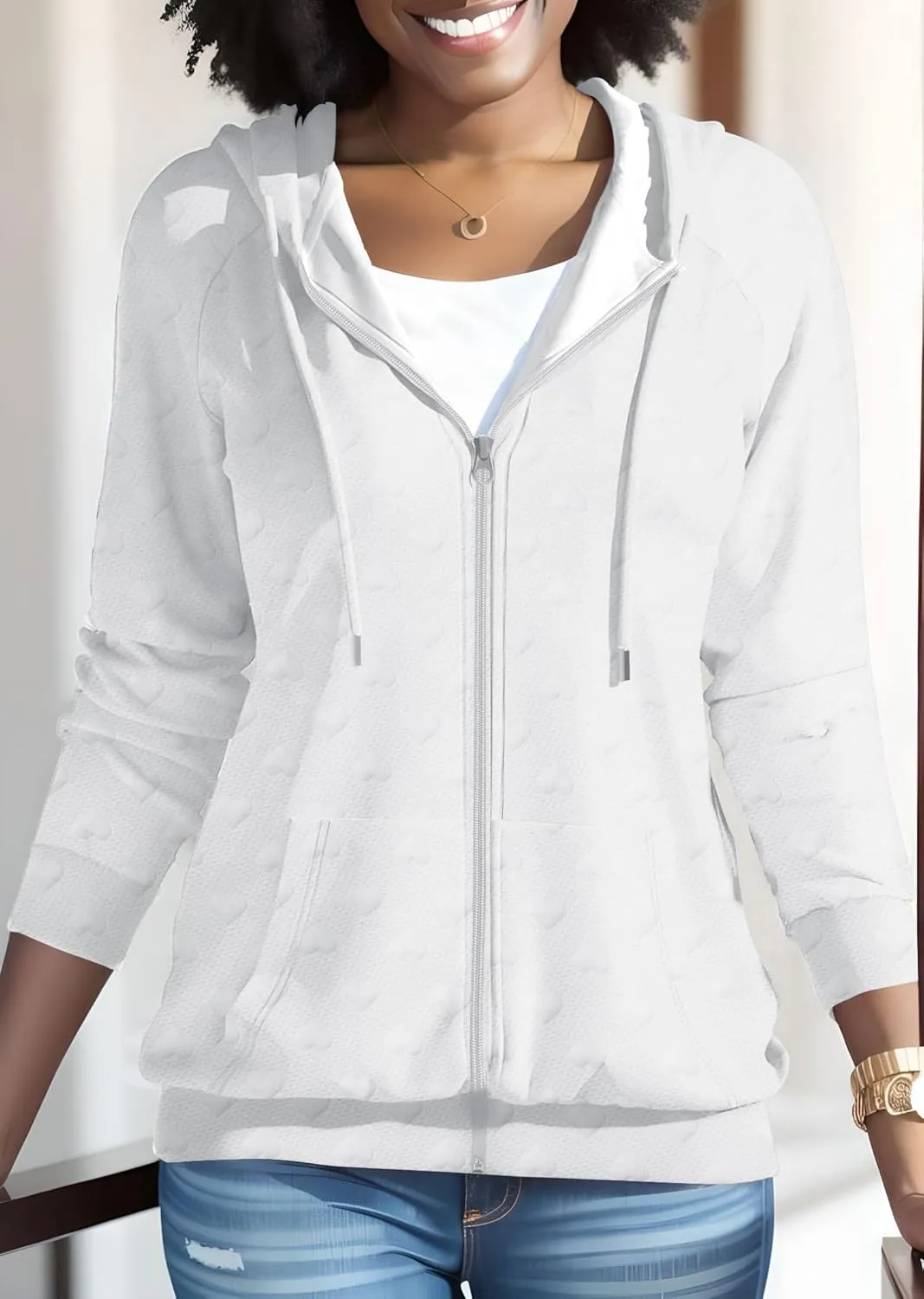 Nimsruc Zip Up Hoodies For Women Long Sleeve Casual