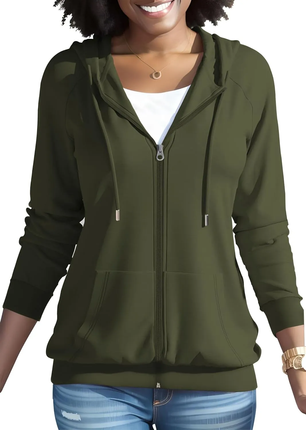 Nimsruc Zip Up Hoodies For Women Long Sleeve Casual