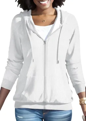 Nimsruc Zip Up Hoodies For Women Long Sleeve Casual