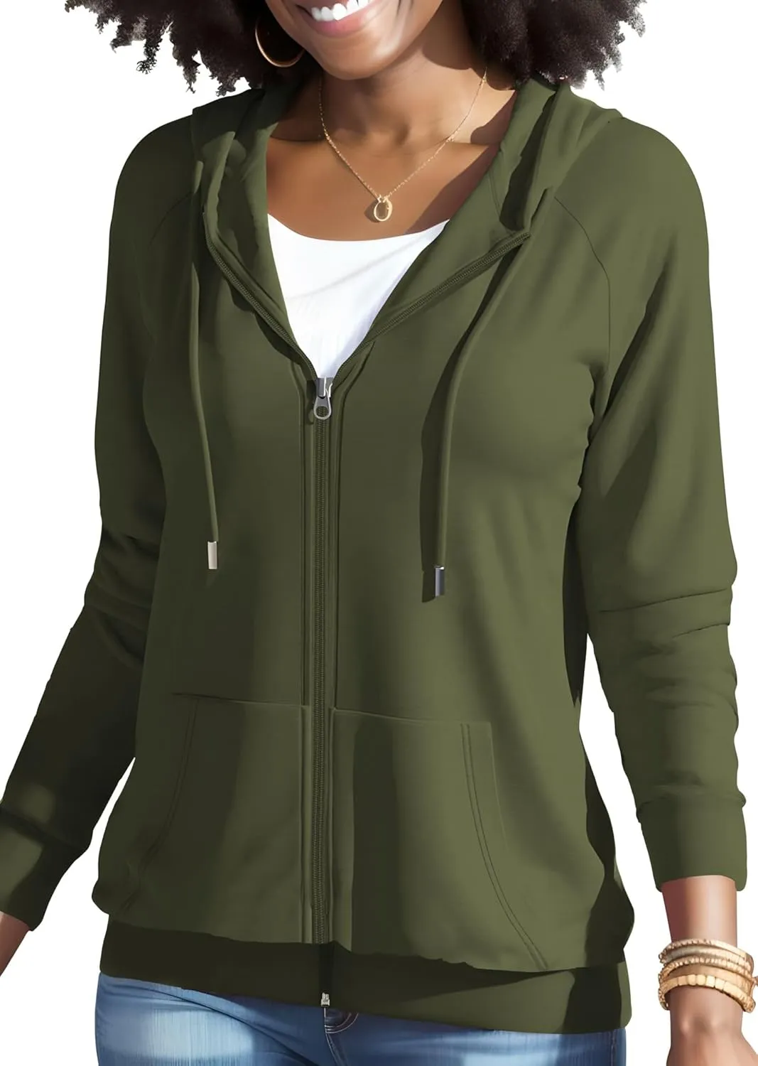 Nimsruc Zip Up Hoodies For Women Long Sleeve Casual